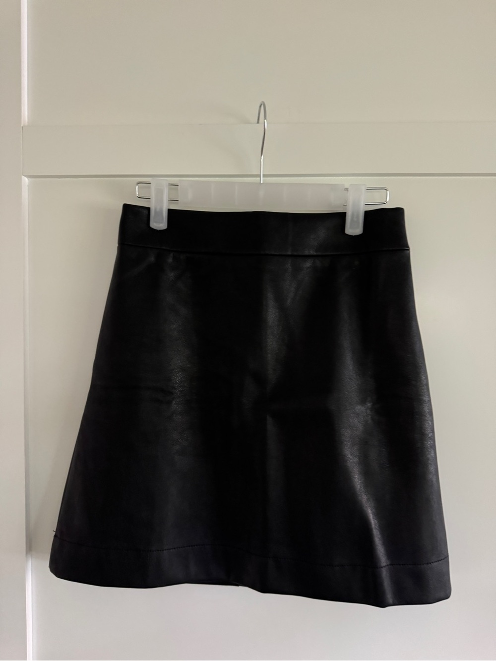 JCrew Classic Black Faux Leather A-Line Skirt